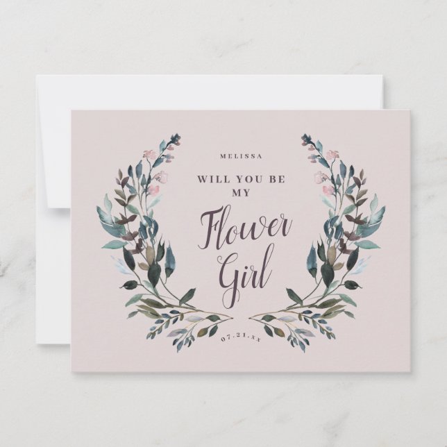 Convite Garden Crest Floral Maure Purple Flower Girl (Frente)