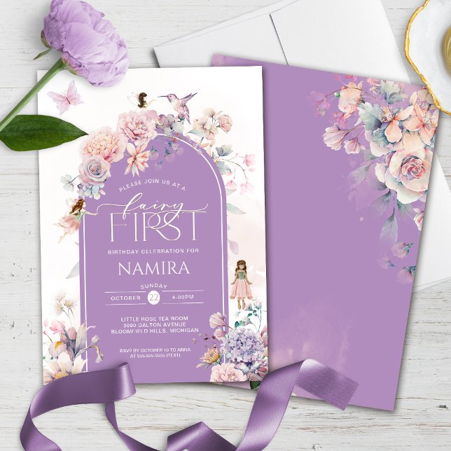 Convite Garden Fairies Pequena Fada Primeiro Aniversário (Criador carregado)