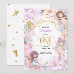 Convite Garden Fairy Teme, primeiro aniversario de Garden