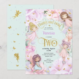Convite Garden Fairy Teme, segundo aniversário de Garden