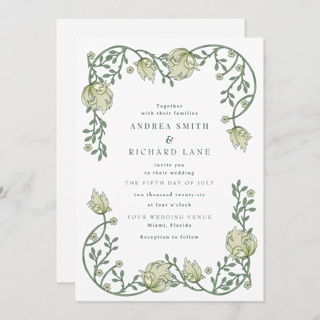 Convite Garden Fairytale Wedding Invitations (Frente/Verso)