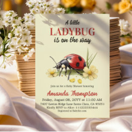 Convite Garden Floral Yellow A Little Ladybug Baby Shower