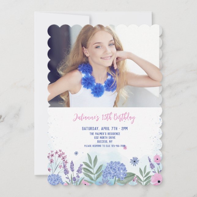 Convite Garden Flowers Photo Invitation (Frente)