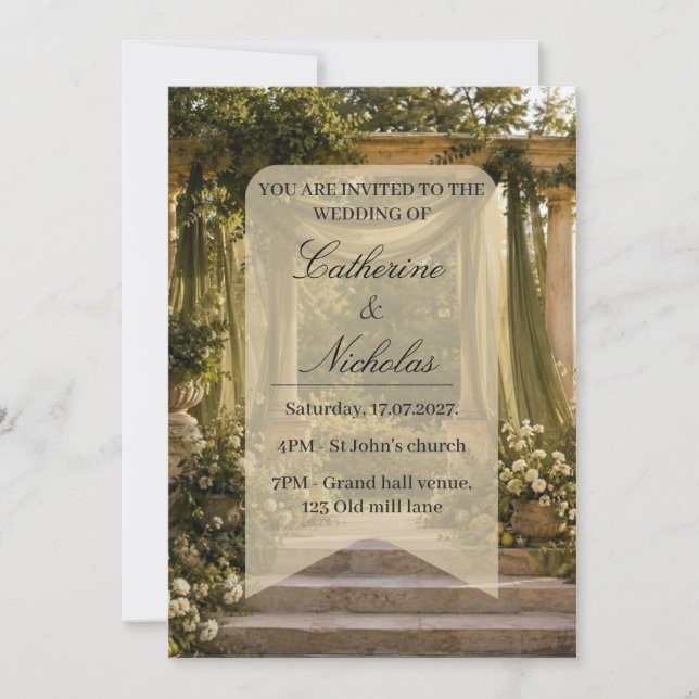 Convite Garden inspired wedding invitation (Frente)