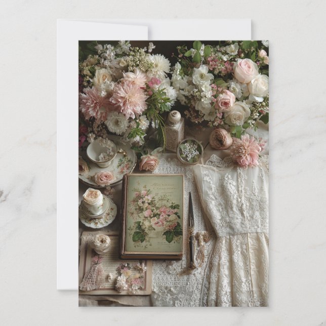 Convite Garden Lace Tarde Tea | Floral Charm (Frente)