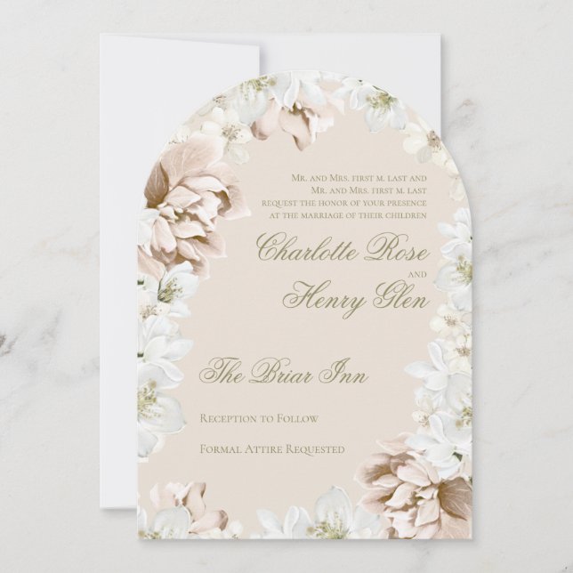 Convite Garden Party Floral Wedding Invitation (Frente)