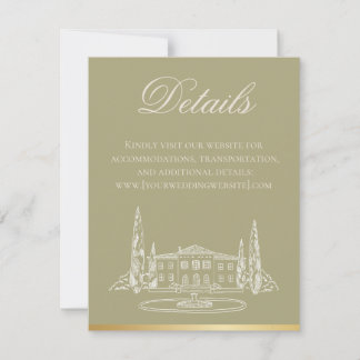 Convite Garden Party Sage Wedding Invitation Details Card