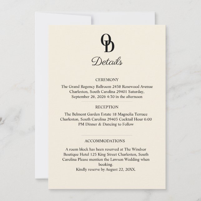 Convite Garden Romantic Pastel Floral Wedding Details  (Frente)