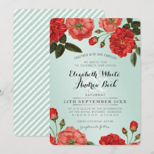 Convite GARDEN WEDDING rosas vermelhas INVITE hortelã