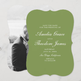 Convite Garden Wedding Save the Date Die-Cut Green
