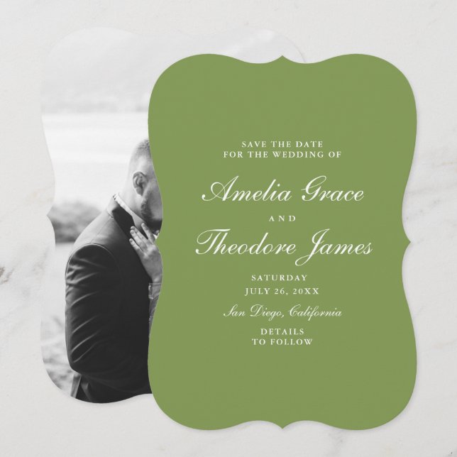 Convite Garden Wedding Save the Date Die-Cut Green (Frente/Verso)