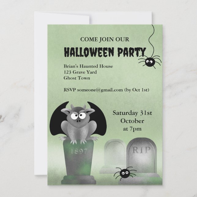 Convite Gargoyle Halloween Party Invitation (Frente)