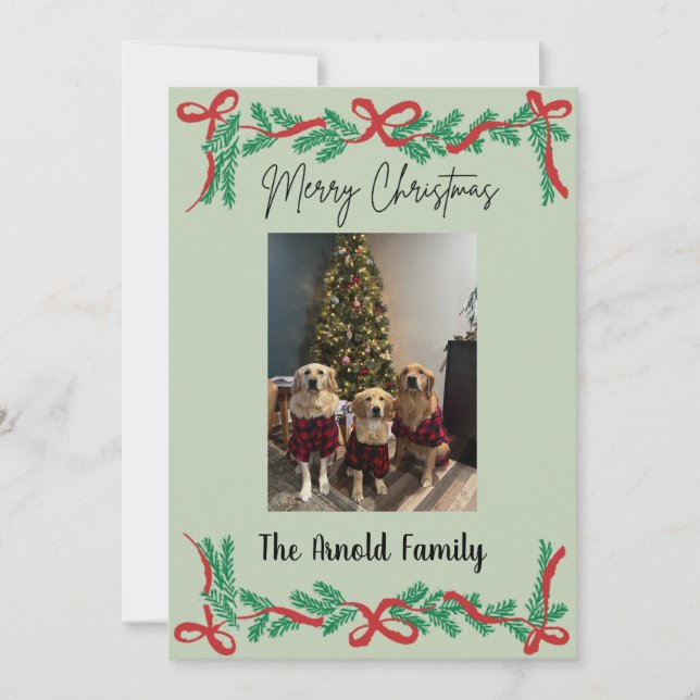 Convite Garland and Bows Christmas Card (Frente)