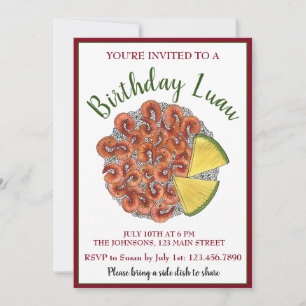 Convite Garlic Shrimp Pineapple Havaiai Island Comida Luau