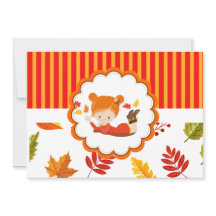 Garota Adorável de outono Pintada à Mão