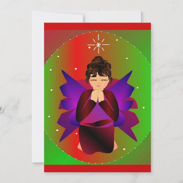 Convite Garota Anjo de Natal Rezando (Frente)