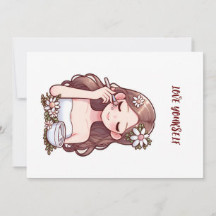 Convite Garota aplicando skincare.