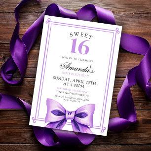 Convite Garota Arco Púrpura e Chic Coquette Doce 16 Aniver
