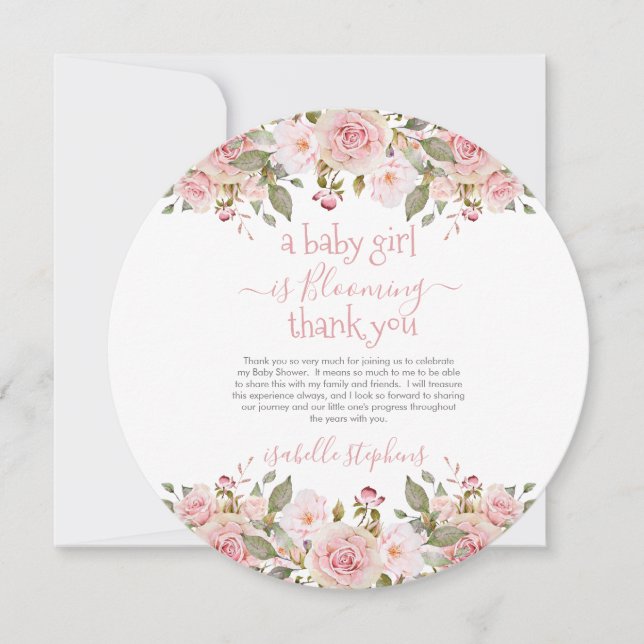 Convite Garota Bebê Está Sentindo Chá de fraldas Floral Ob (Frente)