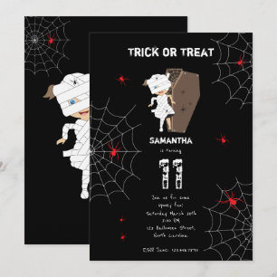 Convite Garota Bonita Mummy Coffin Girl Aniversário do Di