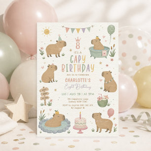 Convite Garota Capivara Pastel de Aniversário: Garota de A