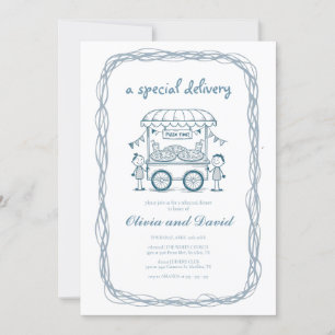 Convite Garota chá de fraldas de doodle da pizza de entreg