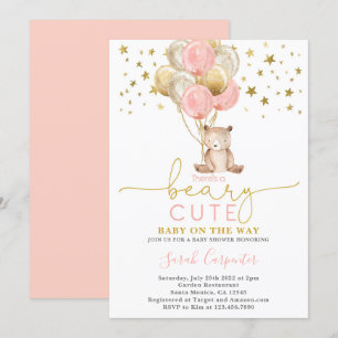 Convite Garota Chá de fraldas dos Balões do Urso de Tedd
