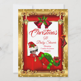 Convite Garota Chá de fraldas Vermelha Dourada Caixa A