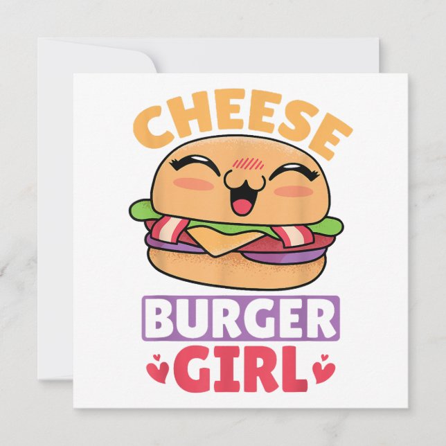 Convite Garota Cheeseburger, Mulheres Hamburger e Cheesebu (Frente)