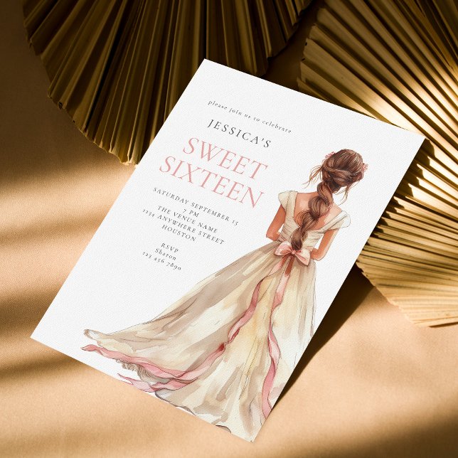 Convite Garota com brilho rosado doce 16 Festas de anivers (Criador carregado)