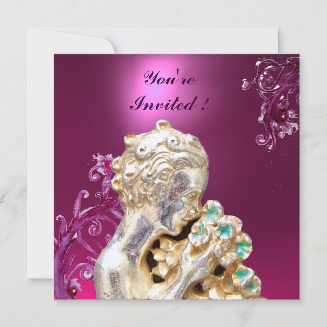 Convite GAROTA COM FLORES, Rosa Roxo Ametista (Frente)