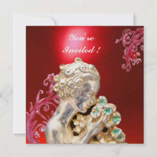 Convite GAROTA COM FLORES, Ruby Vermelho