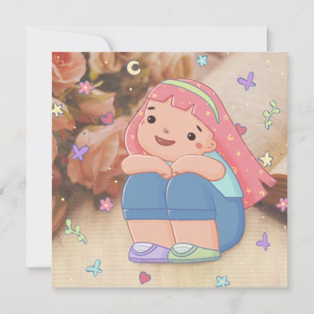 Convite Garota com Ilustração de Sorriso (Frente)