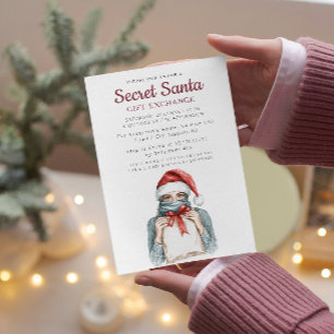 Convite Garota com véu Festa de Natal de Papais noeis Secr