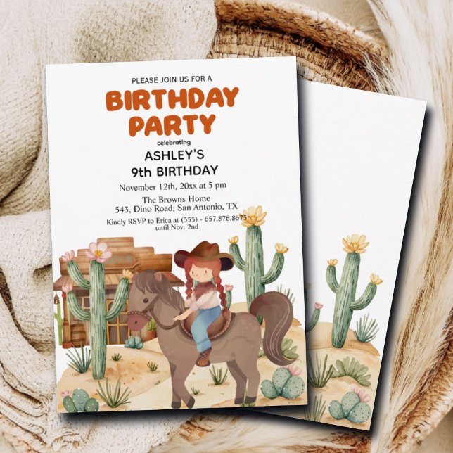 Convite Garota Cowboy na Festa de aniversário do Cavalo 9 (Criador carregado)