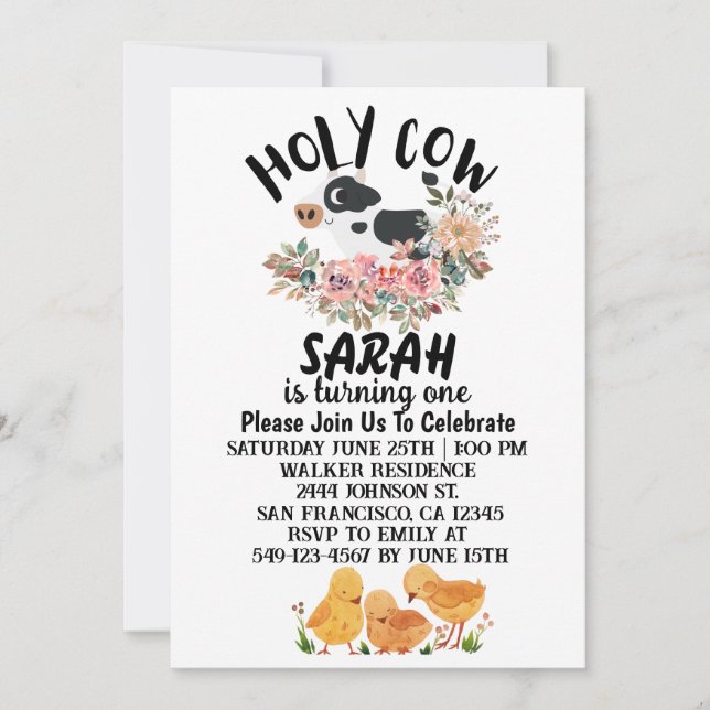 Convite Garota da Vaca Sagrada Está Transformando Um Cartã (Frente)