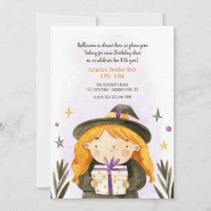 Convite Garota de Aniversário de Halloween