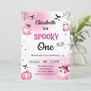 Convite Garota de Aniversário do Dia das Bruxas Spooky