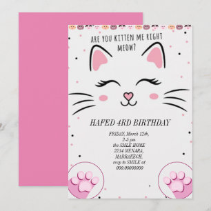 Convite garota de aniversário gata meninas gatos gatinho c