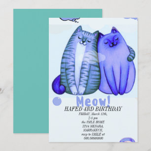 Convite garota de aniversário gata meninas gatos gatinho c
