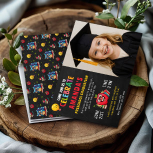 Convite Garota de Festa de formatura da pré-escola editáve