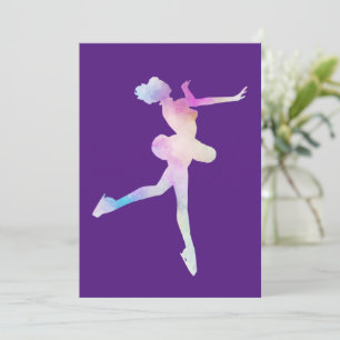 Convite Garota de Patinação no Gelo Aquarela