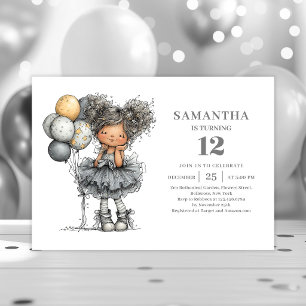 Convite Garota Divertida e Extravagante 10º Aniversário Pr