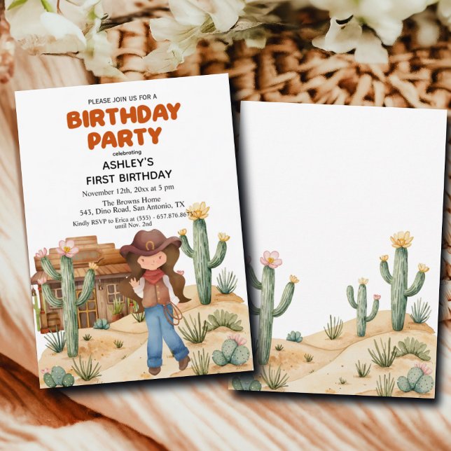 Convite Garota do Cowboy na Festa do primeiro aniversario  (Criador carregado)