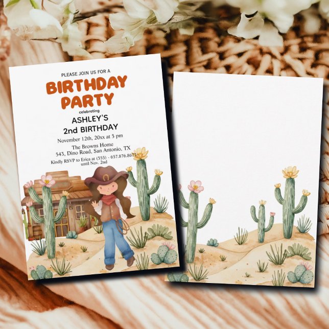 Convite Garota do Cowboy na Festa do segundo aniversário d (Criador carregado)