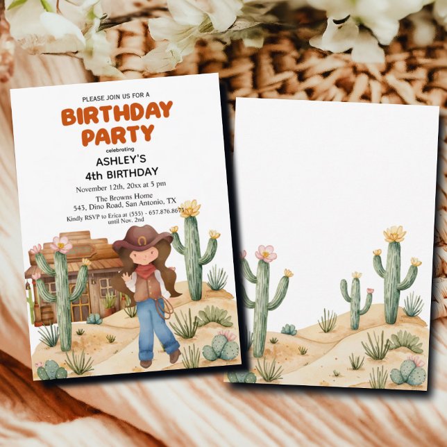 Convite Garota do Cowboy no Deserto 4ª festa de aniversári (Criador carregado)