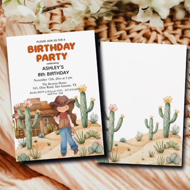 Convite Garota do Cowboy no Deserto 8ª Festa de aniversári (Criador carregado)