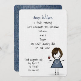 Convite Garota do Partido da Reforma com Vidro de Vinho