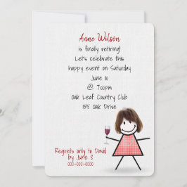 Convite Garota do Partido da Reforma com Vidro de Vinho