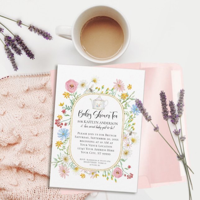 Convite Garota do Partido do Tea Party das Abelhas Florais (Criador carregado)